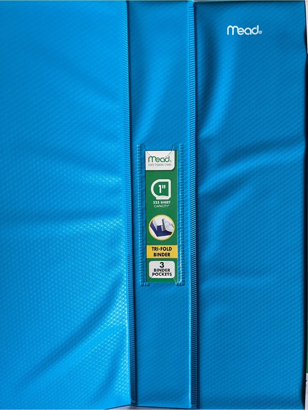 Mead Blue 1 Inch Tri-Fold 3 Ring Binder D-Rings 225 Sheet Capacity New
